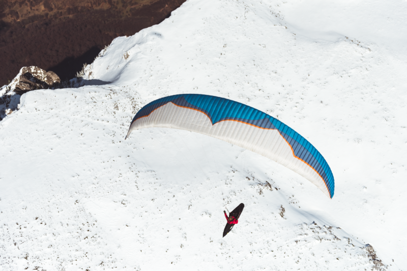 Shot of a paraglider above the Dry mountain, Serbia. 